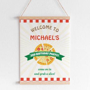 Poster Sinal de boas-vindas de aniversário da Pizza Party