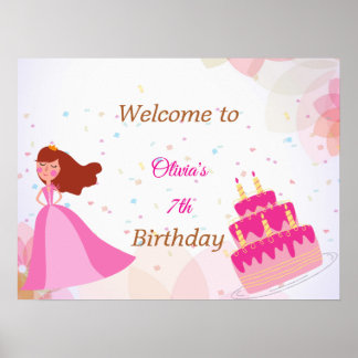 Poster Sinal de boas-vindas de aniversário da princesa Di