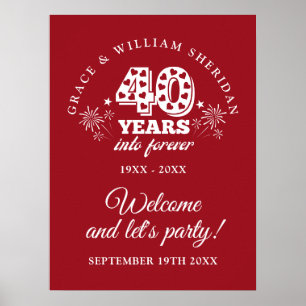 Poster Sinal de Boas-Vindas de Aniversário de 40 Anos Rub