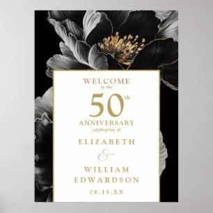 Poster Sinal de Boas-Vindas de Aniversário de 50 Anos Flo