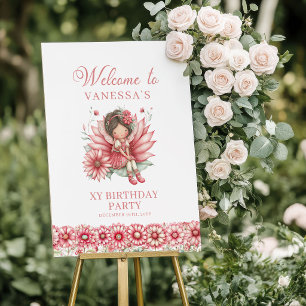 Poster Sinal de Boas-Vindas de Aniversário de 5 Anos Flor