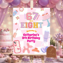 Sinal de Boas-Vindas de Aniversário de 8 Anos Pink