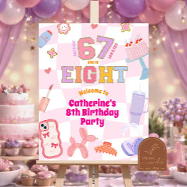 Poster Sinal de Boas-Vindas de Aniversário de 8 Anos Pink