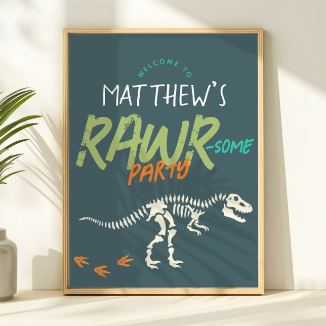 Poster Sinal de Boas-Vindas de Aniversário de Dinossauro  (Criador carregado)