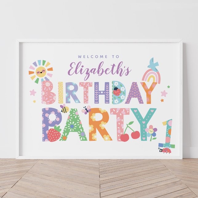 Poster Sinal de Boas-Vindas de Aniversário de Meninas Flo (Criador carregado)