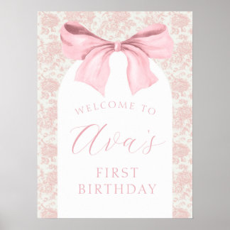 Poster Sinal de boas-vindas de aniversário do Arco Rosa T