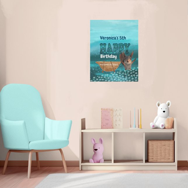 Poster Sinal de boas-vindas de aniversário do Esquilo (Squirrel Birthday Welcome Sign)