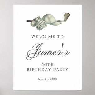 Poster Sinal de boas-vindas de aniversário do Golf 50º BA