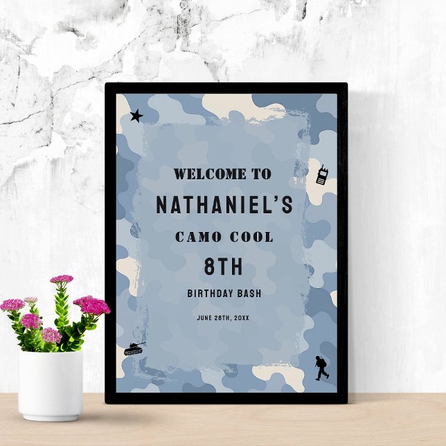 Poster Sinal de boas-vindas de Aniversário Militar Azul C (Criador carregado)