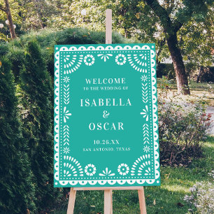 Poster Sinal de boas-vindas de Aqua Papel Picado