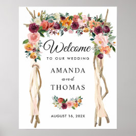 Poster Sinal de Boas-Vindas de Arco de Casamento Floral B