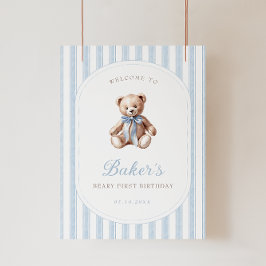 Poster Sinal de Boas-vindas de Azul do Urso Teddy