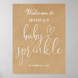 Poster Sinal de Boas-Vindas de Baby Sprinkle Rústico Neut