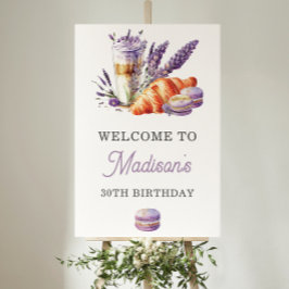 Poster Sinal de Boas-vindas de Birthday de Lavanda de Aqu