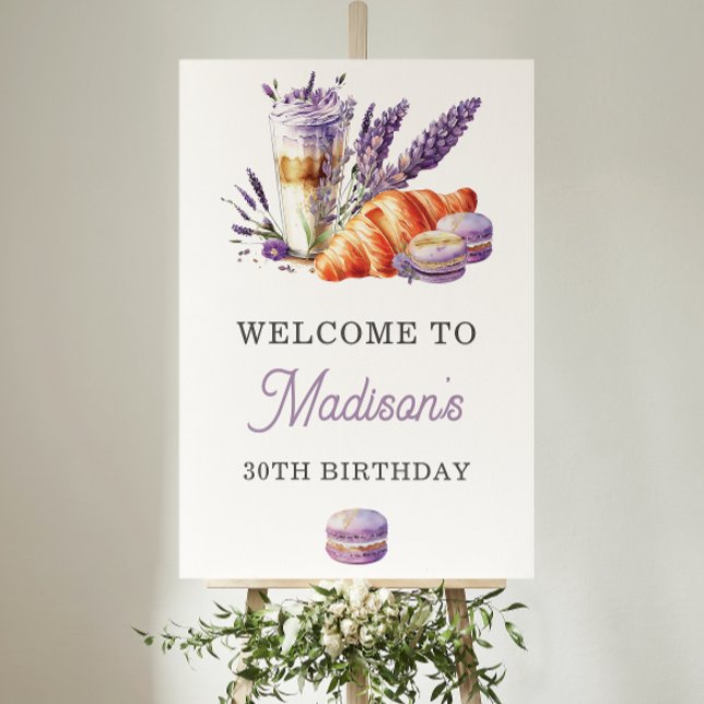 Poster Sinal de Boas-vindas de Birthday de Lavanda de Aqu (Criador carregado)