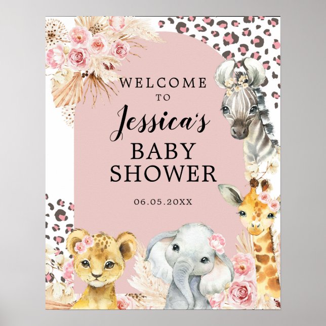 Poster Sinal de boas-vindas de Boho Safari (Frente)