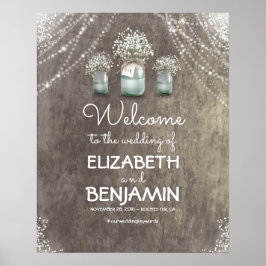 Póster Sinal de Boas-vindas de Breath e Mason Jar Wedding
