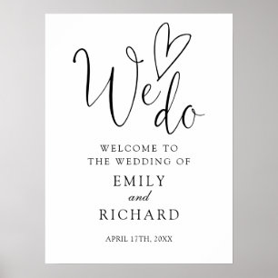 Poster Sinal de Boas-Vindas de Casamento Amamos Corações