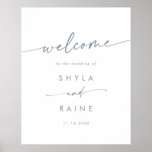 Poster Sinal de Boas-Vindas de Casamento Azul Arde DIY Bo