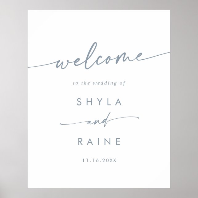 Poster Sinal de Boas-Vindas de Casamento Azul Arde DIY Bo (Frente)