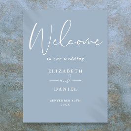 Poster Sinal de Boas-Vindas de Casamento Azul Empoeirado 