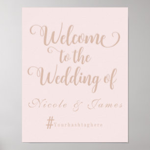 Póster Sinal de Boas-Vindas de Casamento Bege Cremoso com