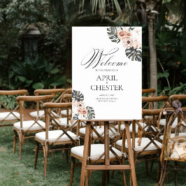 Poster Sinal de Boas-Vindas de Casamento Black Palm