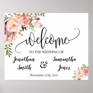 Poster Sinal de boas-vindas de casamento boho chic pôster