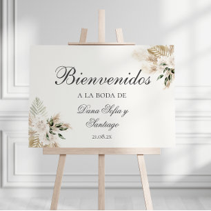 Poster Sinal de Boas-vindas de Casamento Boho em espanhol