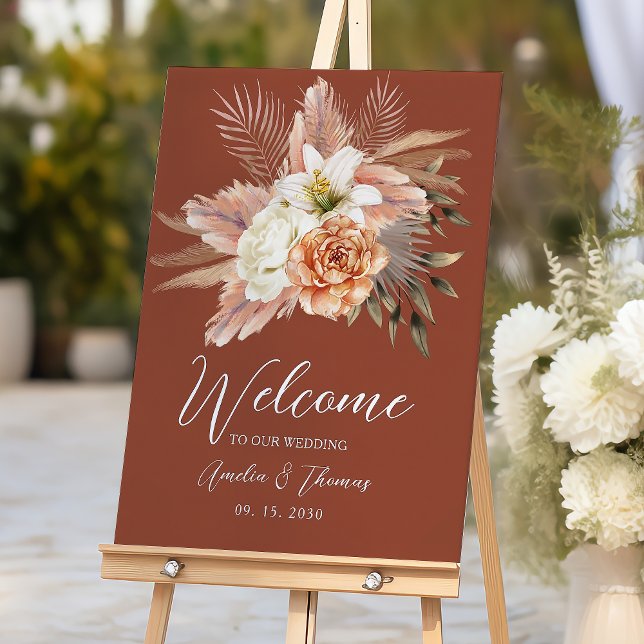 Poster Sinal de Boas-Vindas de Casamento Boho Outono (Criador carregado)