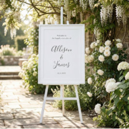 Poster Sinal de Boas-Vindas de Casamento Branco Moderno