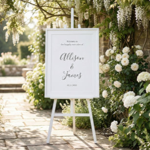 Poster Sinal de Boas-Vindas de Casamento Branco Moderno