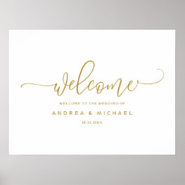 Poster Sinal de Boas-Vindas de Casamento - Caligrafia Sal