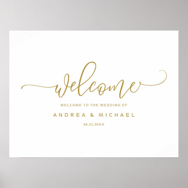 Poster Sinal de Boas-Vindas de Casamento - Caligrafia Sal (Frente)
