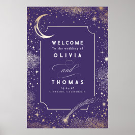 Poster Sinal de Boas-Vindas de Casamento Celestial Noite
