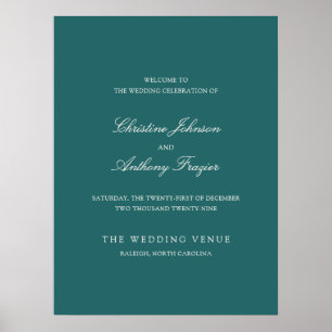Poster Sinal de Boas-Vindas de Casamento Clássico em Verd