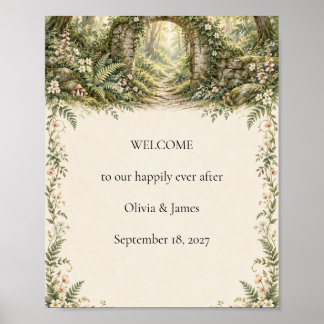Poster Sinal de Boas-Vindas de Casamento com Arco da Flor