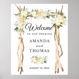 Poster Sinal de Boas-Vindas de Casamento com Arco de Árvo