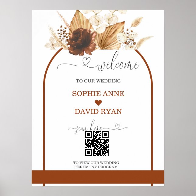 Poster Sinal de Boas-Vindas de Casamento com Arco de Terr (Frente)