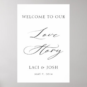 Poster Sinal de Boas-Vindas de Casamento com Caligrafia M