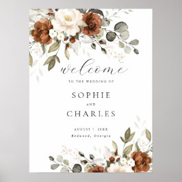 Poster Sinal de Boas-Vindas de Casamento com Creme de Fer
