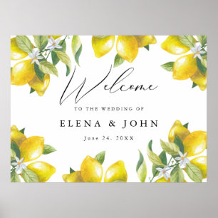 Poster Sinal de Boas-Vindas de Casamento com Flor de Limã
