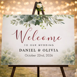 Poster Sinal de Boas-Vindas de Casamento com Folhagem de 