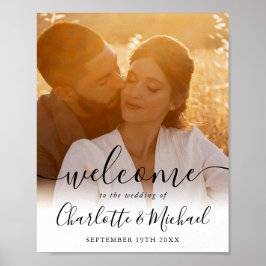 Poster Sinal de Boas-Vindas de Casamento com Foto de Letr
