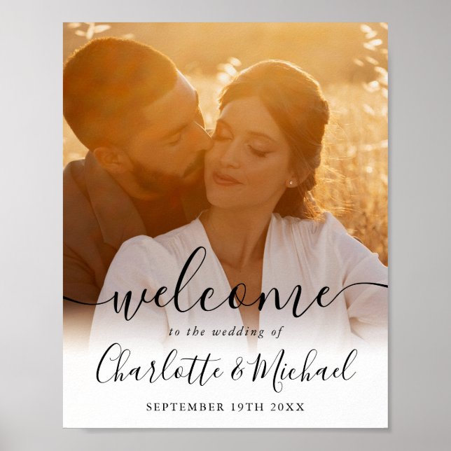 Poster Sinal de Boas-Vindas de Casamento com Foto de Letr (Frente)