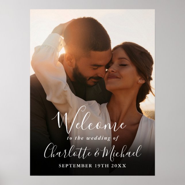 Poster Sinal de Boas-Vindas de Casamento com Foto em Letr (Frente)