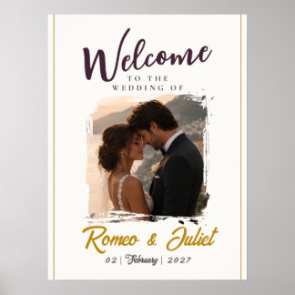 Poster Sinal de Boas-Vindas de Casamento com Foto Mínima