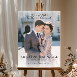 Poster Sinal de boas-vindas de casamento com foto, sinal