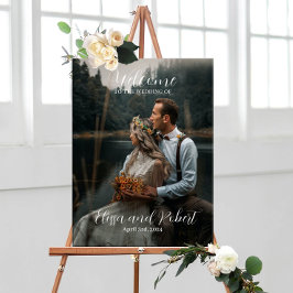 Poster Sinal de boas-vindas de casamento com fotografia