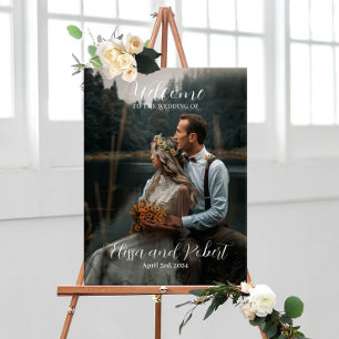 Poster Sinal de boas-vindas de casamento com fotografia